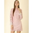 thumbnail image 2 of DARING DIVA Floral Ruffle Crew Neck Vintage Mini Lace Dress L Pink, 2 of 6
