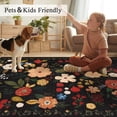 thumbnail image 5 of 3x5 ft Living Room Area Rug Machine Washable Boho Area Rug Non Slip Floral Vintage Low Pile Large Rug for Living Room, Bedroom, Farmhouse, Dining Room, 5 of 10
