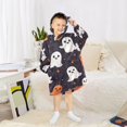 thumbnail image 6 of FORMRS Wearable Blanket Hoodie with Sleeves for Kids Cozy Flannel Sweatshirt, White Halloween Ghosts, 6 of 7