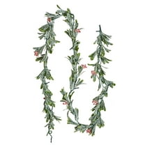 VEVOR Christmas Garland, 6.6-FT Realistic Greenery Decorated with Vines, Olive Leaves, and Berries, Evergreen Faux Garlands with Light String for Indoor Outdoor Xmas Decoration on Mantel Fireplace