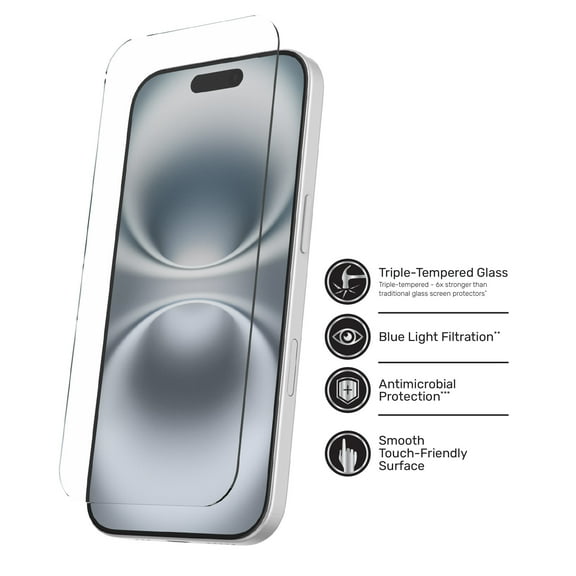 DuraGlass DefenseTech Glass Screen Protector with Blue Light Filtering for iPhone 17