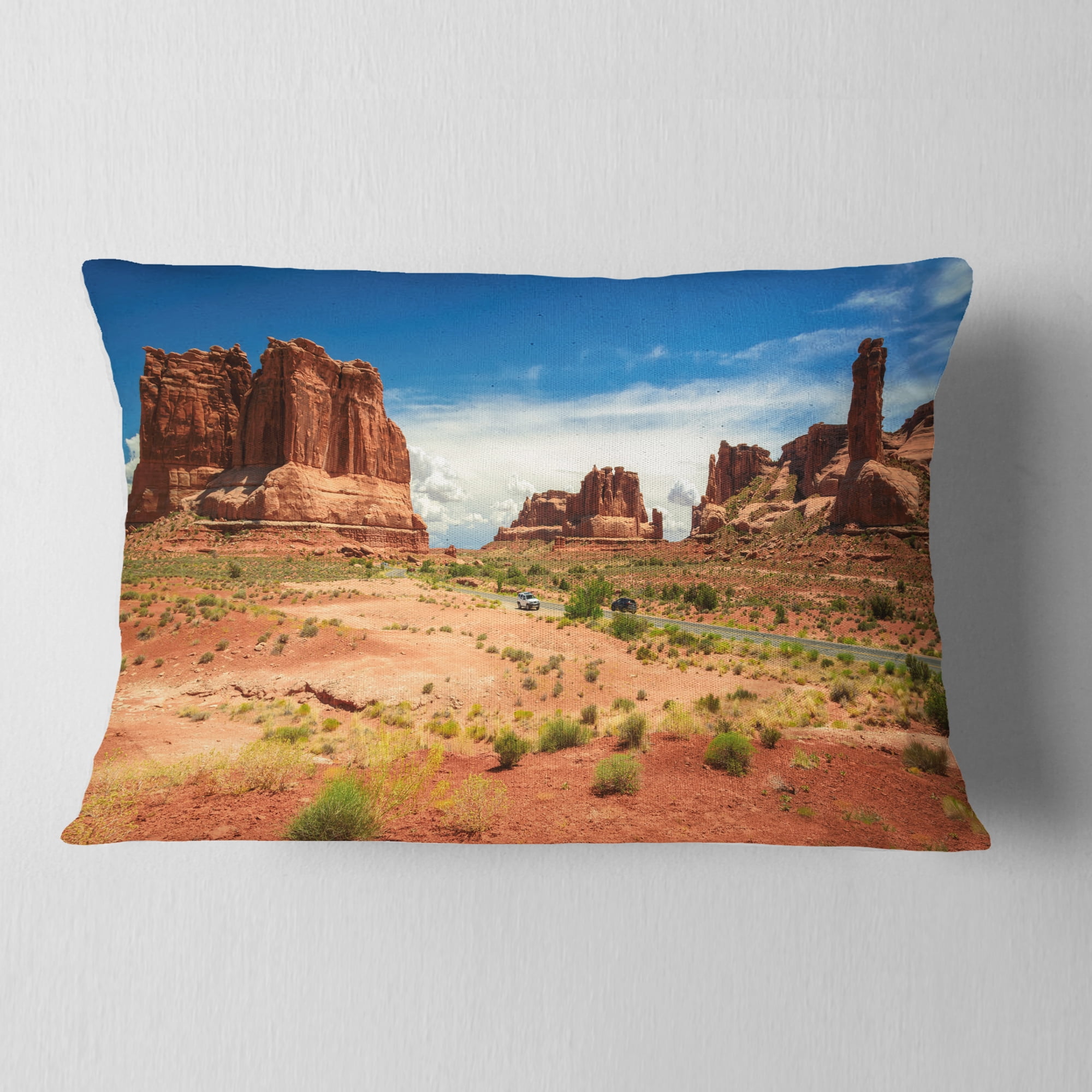 Designart American Road in Arches National Park - Landscape Printed Throw Pillow - 12x20