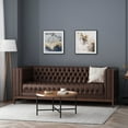 thumbnail image 2 of Noble House Tamarisk Sofa, Dark Brown and Espresso Faux Leather, 2 of 12