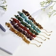 thumbnail image 5 of Xiao Hua Pulsera de cuentas hecha a mano, ideal para hombres y mujeres, con borlas de cristal de piedra natural irregulares y gotas de agua de piedra triturada (rosa oscuro)., 5 of 5