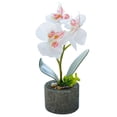 thumbnail image 1 of Artificial Orchid Flower & Pot Simulation Potted Flower Home Office Table Fake Floral Decor, JH1734, White, 1 of 1
