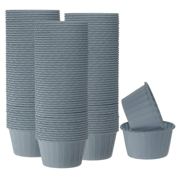 150pcs 3.5oz Moldes para Magdalenas de Papel de Tamaño Estándar Envoltorios Antiadherentes Desechables para Bodas Cumpleaños Navidad Postres Gris Azulado