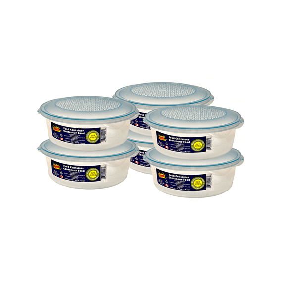 Royal Plastic Food Container Round 1500ml Blue (Pack Of 6) - Made In Canada