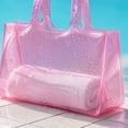 thumbnail image 6 of Clear Pink Jelly Tote Bag, Glossy Transparent PVC Shoulder Handbag, Large Capacity Shopping Bag for Women, 6 of 7