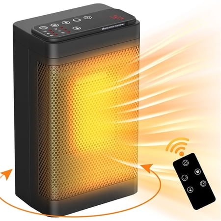 Portable Electric Space Heater with Thermostat, 1500W/750W Safe and Quiet Ceramic Heater Fan for Office Room Desk Indoor Use