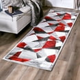 thumbnail image 4 of MDA Rug Imports Orelsi Collection Abstract Area Rug Red/Grey 2'8'' X 8'1'' Geometric 8' Runner Indoor,Accent Living Room,Bedroom,Dining Room Green,Red, 4 of 5