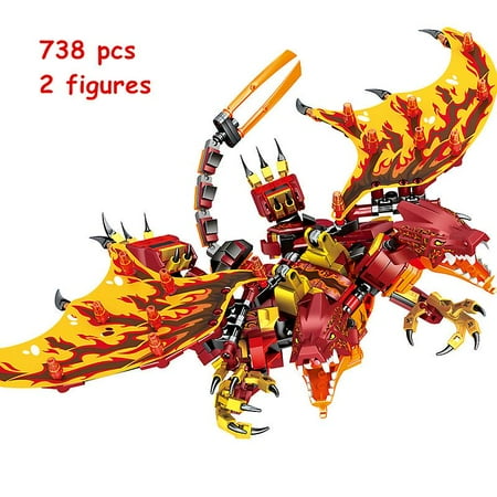 Ninja Legacy Fire Dragon Attack Two Heads Red Dragon Figure Building