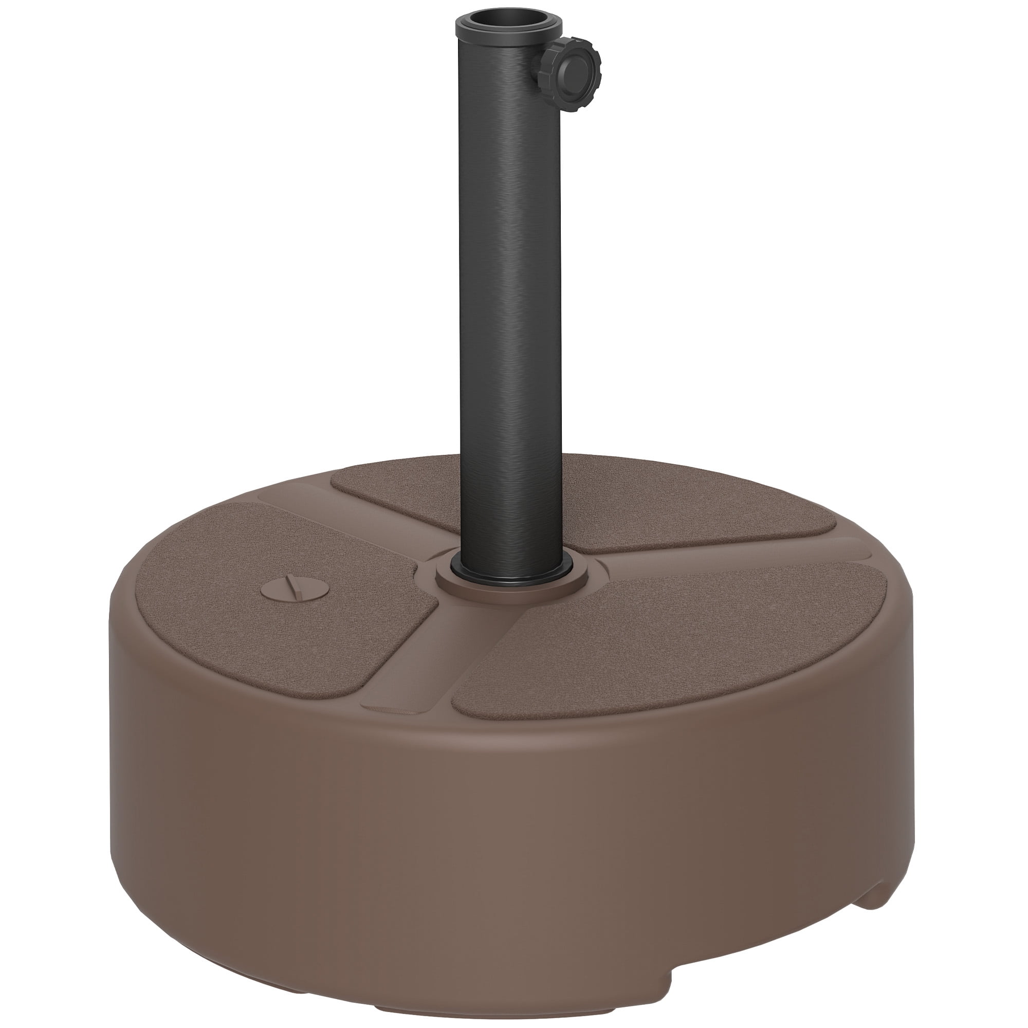 Outsunny Patio Umbrella Base Holder, Outdoor Umbrella Stand Base, Filled Up to 44lbs with Stand or 40lbs with Water for Garden, Poolside, Brown