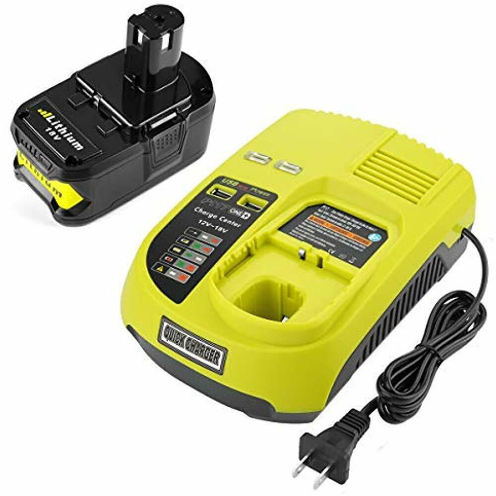 Upgrade P108 5.0Ah Replacement Battery For Ryobi 18v + Ryobi Charger