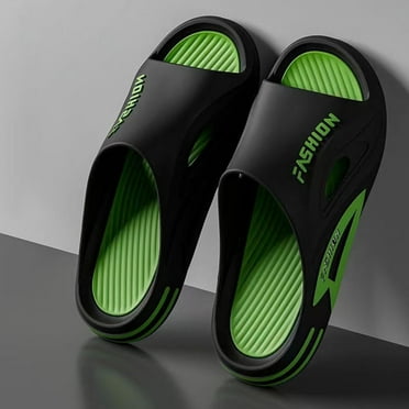 YGUO Extra Wide Slides for Men - Outdoor Slides for Men - Men’S Sandals - Sandals for Mens - Men’s Slides - Summer Non-Slip Indoor & Outdoor Sandals - Dark Green - 8.5