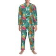 thumbnail image 3 of Salouo Pineapple Print Button-Front Long Sleeve Pajama Set for Men, Soft 2Pjs Men's Long Sleeve Sleepwear-X-Large, 3 of 7