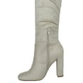 thumbnail image 3 of Delicious Women Over Knee Thigh High Boots Side Zipper Chunky Thick Heels Pointed-Toe KENNICE-H Beige Wheat Ice 6, 3 of 4