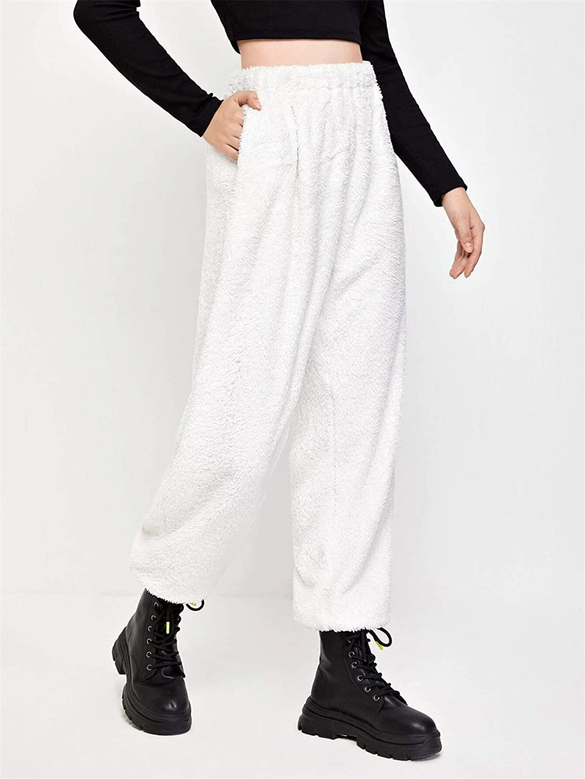 Kiapeise Kiapeise Women's Winter Plush Fluffy Pajama Pants with Pockets  Warm Fleece Lounge Pants Sleepwear Comfy Casual PJ Pants