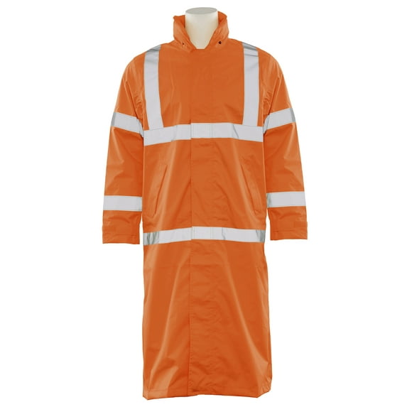 ERB Safety S163 Ansi Class 3 Long Rain Coat - Zipper