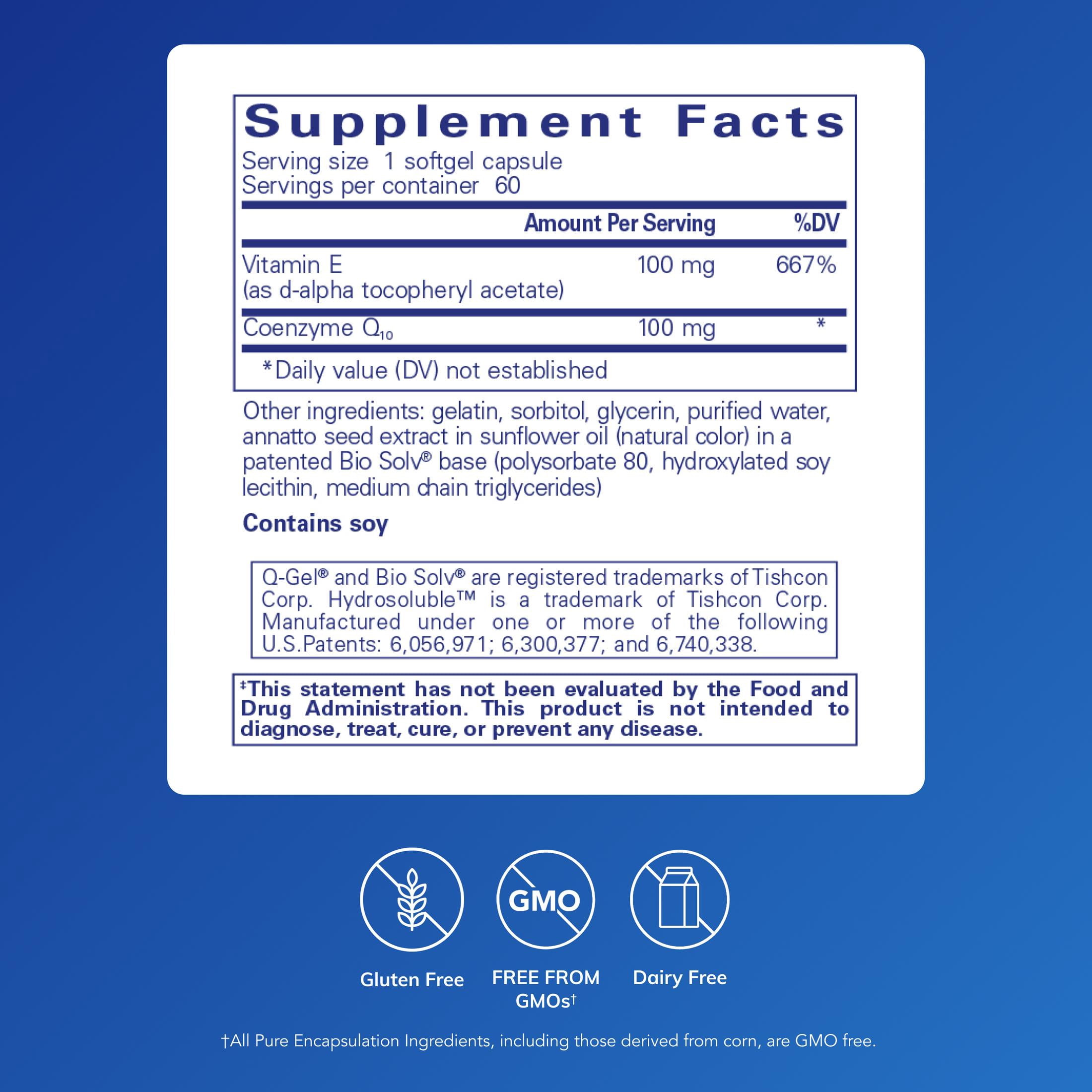 Pure Encapsulations Q-Gel 100 (Hydrosoluble CoQ10) | CoQ10 with Vitamin E to Enhance Solubility | 60 Softgel Capsules