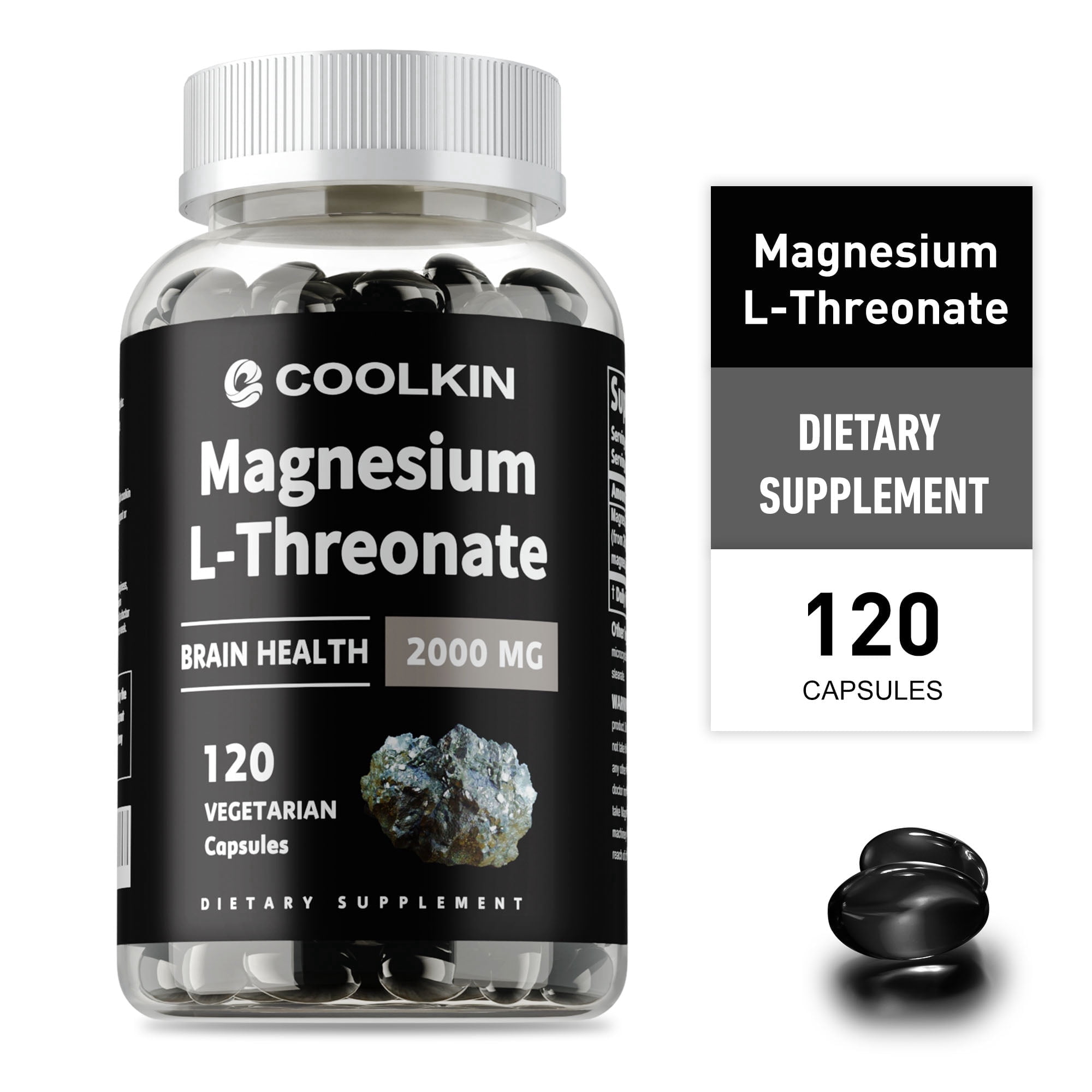 Magnesium L-Threonate 2000mg - High Absorption, Boosts Brain Health, Memory & Focus - 120 Capsules