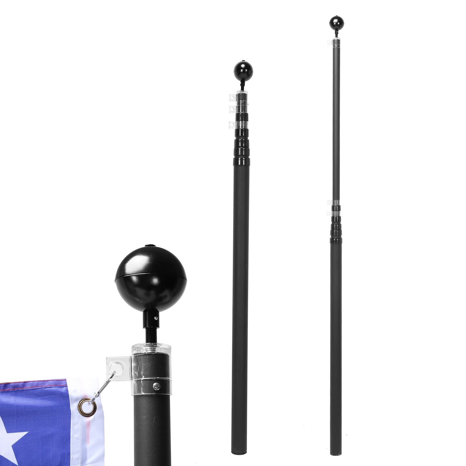 golytefs 20FT Heavy Duty Flag Pole Extra Thick 360 Rotating for Outside House (Stretch)