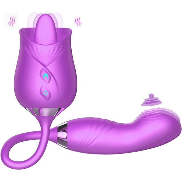 Rose Sex Toys Vibrador Consolador - 3 en 1 Juguetes para Adultos Estimulador Sexual para Mujeres con 9 Lamiendo la Lengua y Consolador Vibrador Vibradores de Punto G, Juegos de Juguetes Sexuales Anale