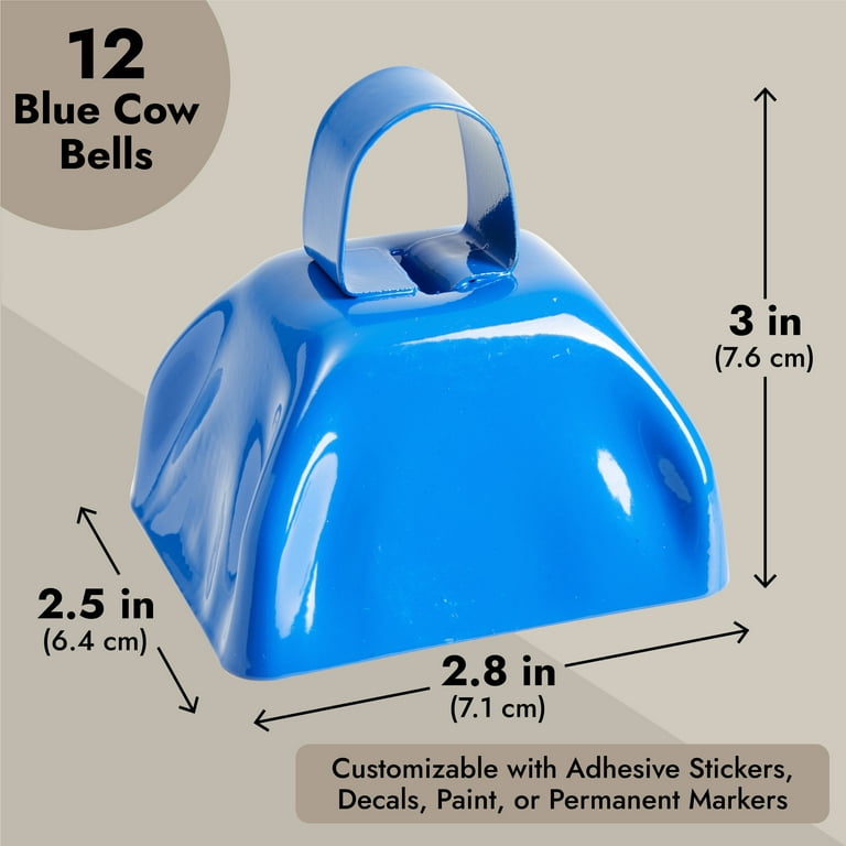 12-Pack Blue Cow Bells Noise Makers with Handle, Hand Percussion