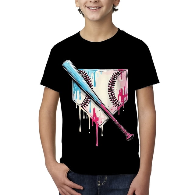 Camiseta deportiva de béisbol para niño: secado rápido, manga corta, estilo urbano, informal, cómoda y de verano, con gotas de agua y salpicaduras, ideal para la moda.