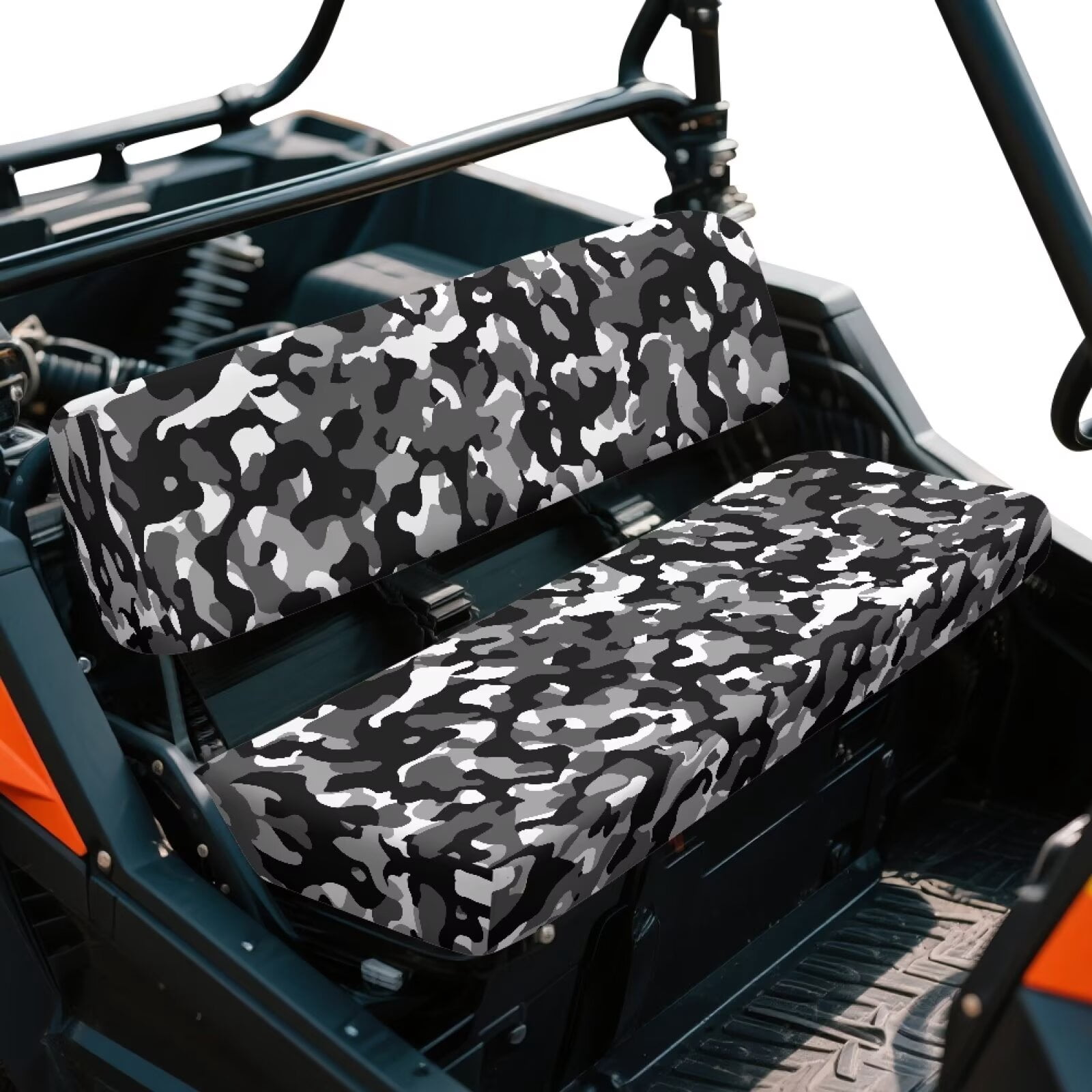 XYZCANDO Black Camo Seat Cover for UTV 2 Pack UTV Front Bench Seats Covers Compatible with Kawasaki Mule 4000 Elastic Polyester Replacement Bench Seat Cover Full Protection
