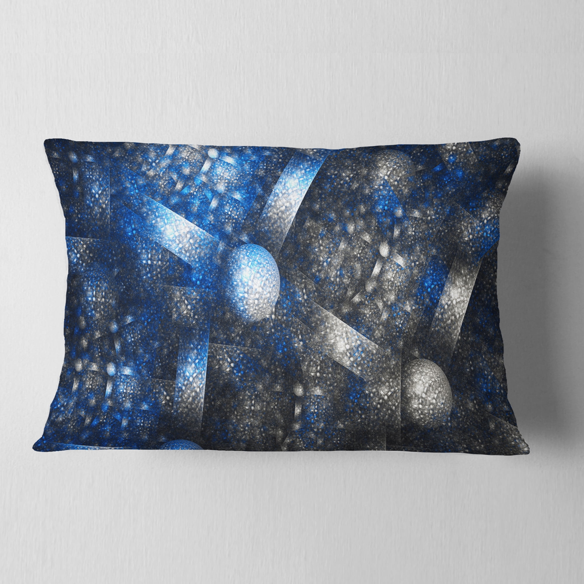 Designart Crystal Cell Dark Blue Steel Texture - Abstract Throw Pillow - 12x20