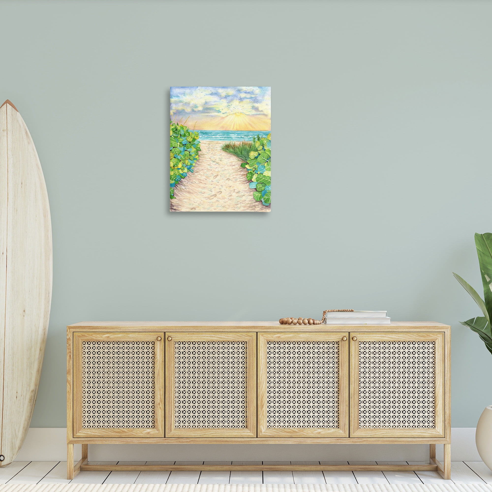 Stupell Industries Lush Beach Botanicals Landscape Painting Gallery Wrapped Canvas Art Print Wall Art, 24 x 30