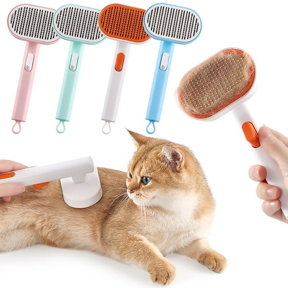 Fiudx Cepillo para Pelo de Mascotas, con Desvanecimiento Automático, Diseño de Masaje Cómodo, Función de Limpieza con Un Solo Clic, Apto para Perros, Gatos y Conejos, Mango Ergonómico, para Pelo Cort