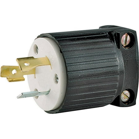 Cooper L520P Locking Electrical Plug, 125 V, 20 A, 2 P, 3 W, Black