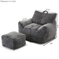 thumbnail image 4 of Giant Plush Bean Bag Chair for Adults with Armrests and Footstool, Comfy Beige Beanbag Chaise Lounge Lazy Floor Sofa Chair for Living Room, Bedroom & Dorm, Cozy Fluffy Cloud Mini Couch (Gray), 4 of 11