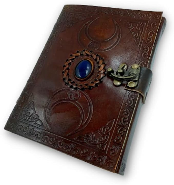 OVERDOSE Double Dragon with Stone C-Lock Leather Journal Diary Notebook - Handmade Journal For Students Office Bound Leather Journal for men & women Notebook - 5 x 7 inches | 12 x 17 cm | A6