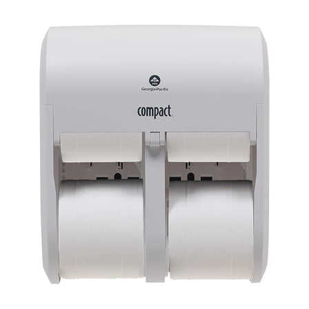 Compact 4-Roll Quad Coreless High-Capacity Toilet Paper Dispenser by GP PRO (), White, 1 Dispenser