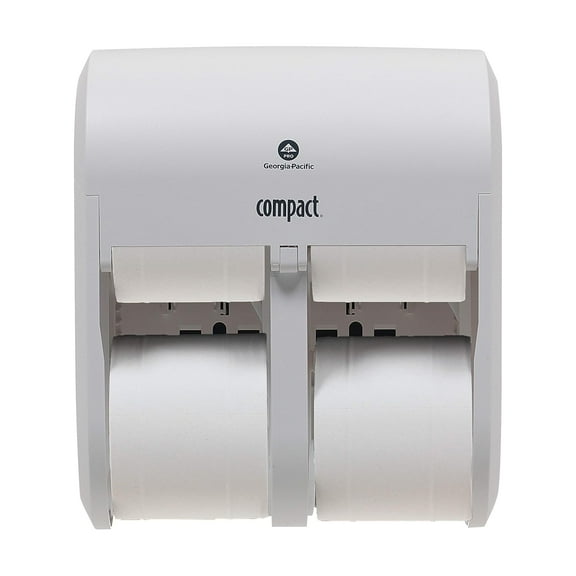 Compact 4-Roll Quad Coreless High-Capacity Toilet Paper Dispenser by GP PRO (), White, 1 Dispenser