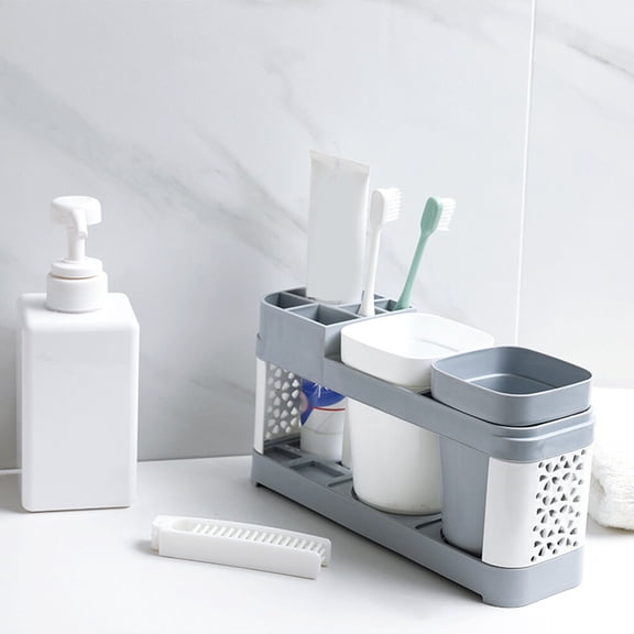 WHAMVOX Bathroom Organizer Toothbrush and Toothpaste Holder Countertop Cup for Sink Storage and Daily Essentials