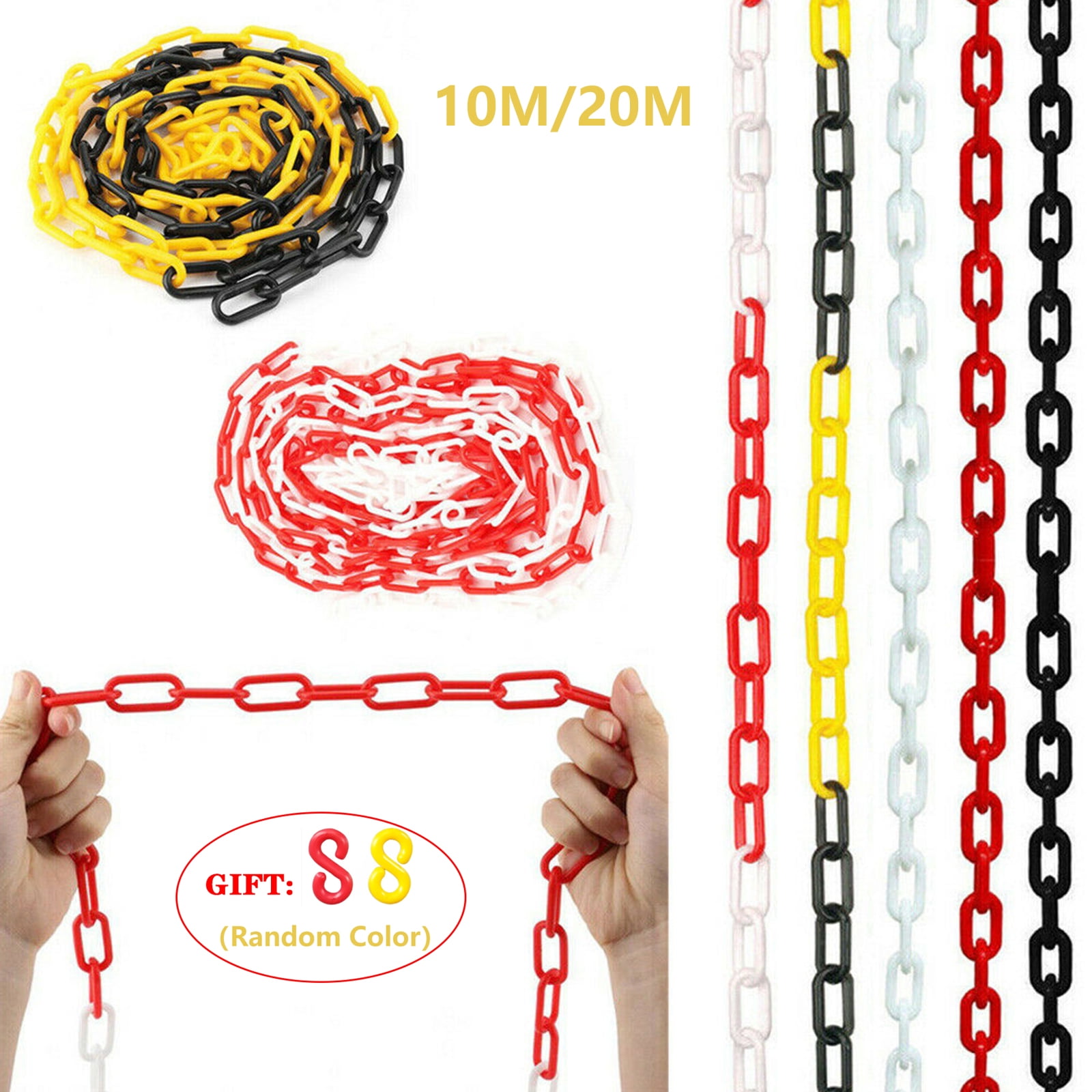 25 Meter x 6mm Dual Colour Plastic Chain Garden Fence Barrier Health & Safety 