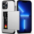 thumbnail image 1 of KOMI pour iPhone 13 Pro Max Étui avec Porte-Cartes [Ranger 5 Cartes] Double Couche Robuste Antichoc Étui Portefeuille iPhone 13 Pro Max avec Fente Cachée pour Cartes Étui de Rangement pour iPhone 13 Pro Max (Argent), 1 of 5