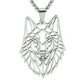 thumbnail image 2 of Eosunjian Pendant Necklace Hollow Out Wolf Head Jewelry Openwork Animal Choker Necklace Birthday Gifts White, 2 of 13