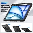 thumbnail image 5 of Case for iPad Air 13 inch M3 2025/M2 2024 12.9 inch (3rd/4th Gen) with Screen Protector, 360 Degree Rotating Kickstand Hand Strap Shockproof Cover with Shoulder Strap, Black, 5 of 7