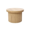 thumbnail image 6 of LuxenHome End Table, 23.6" Wide Brown Wood Fluted Round Coffee Table Modern Side Table for Living Room Round Wood Accent Table Bedroom Small Table, 6 of 9