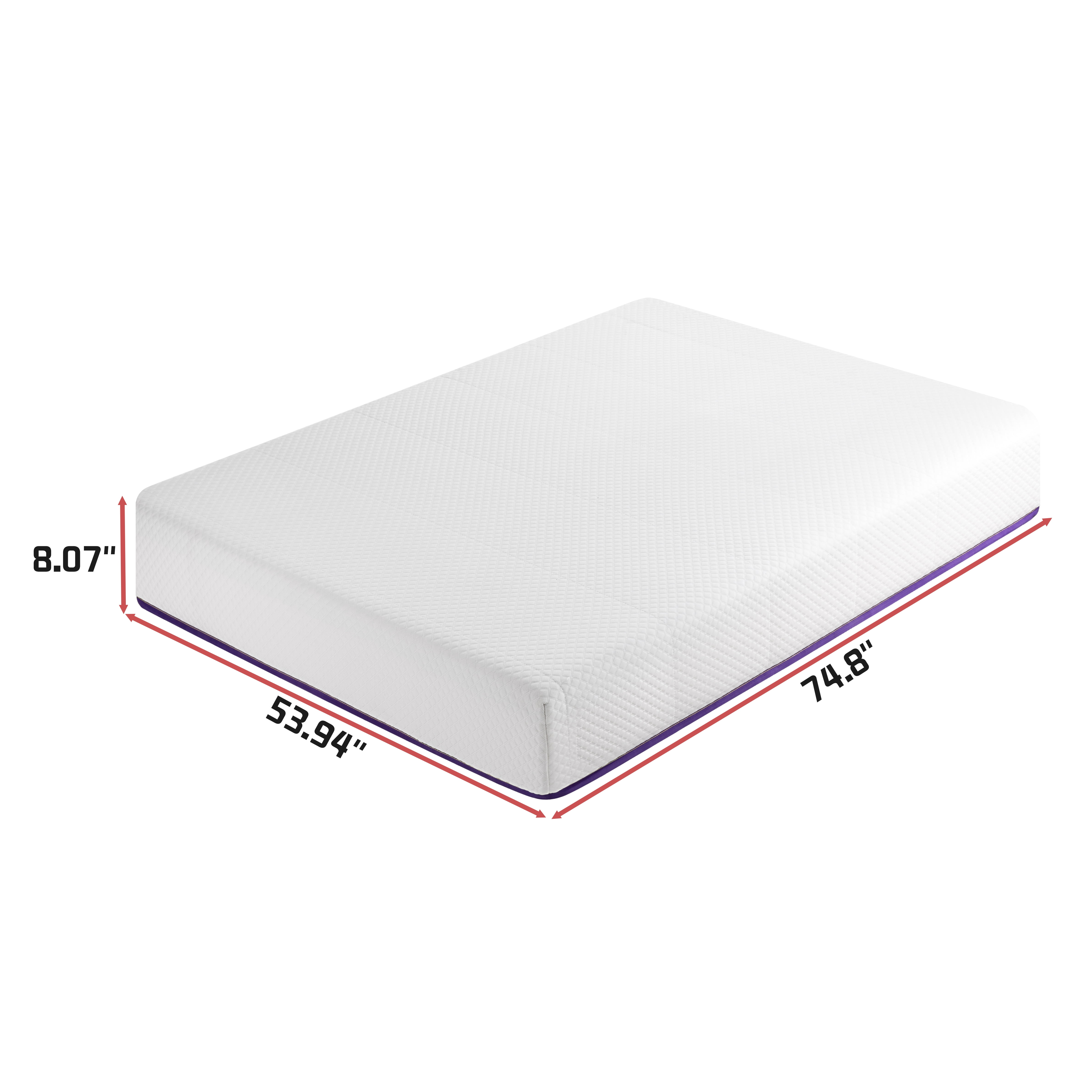 Gewnee 8" Full Size Tight Top Mattress, Individually Wrapped Pocket Spring, Breathable Knit Fabric, Medium‑Firm, Motion Isolation Mattress‑in‑a‑Box for Household Bedroom, White