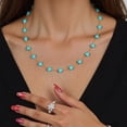 thumbnail image 4 of Bohemian Turquoise Beaded Chokers Necklace 14K Gold Plated Stainless Steel Jewelry For Women Summers Beach Accessory, 4 of 8