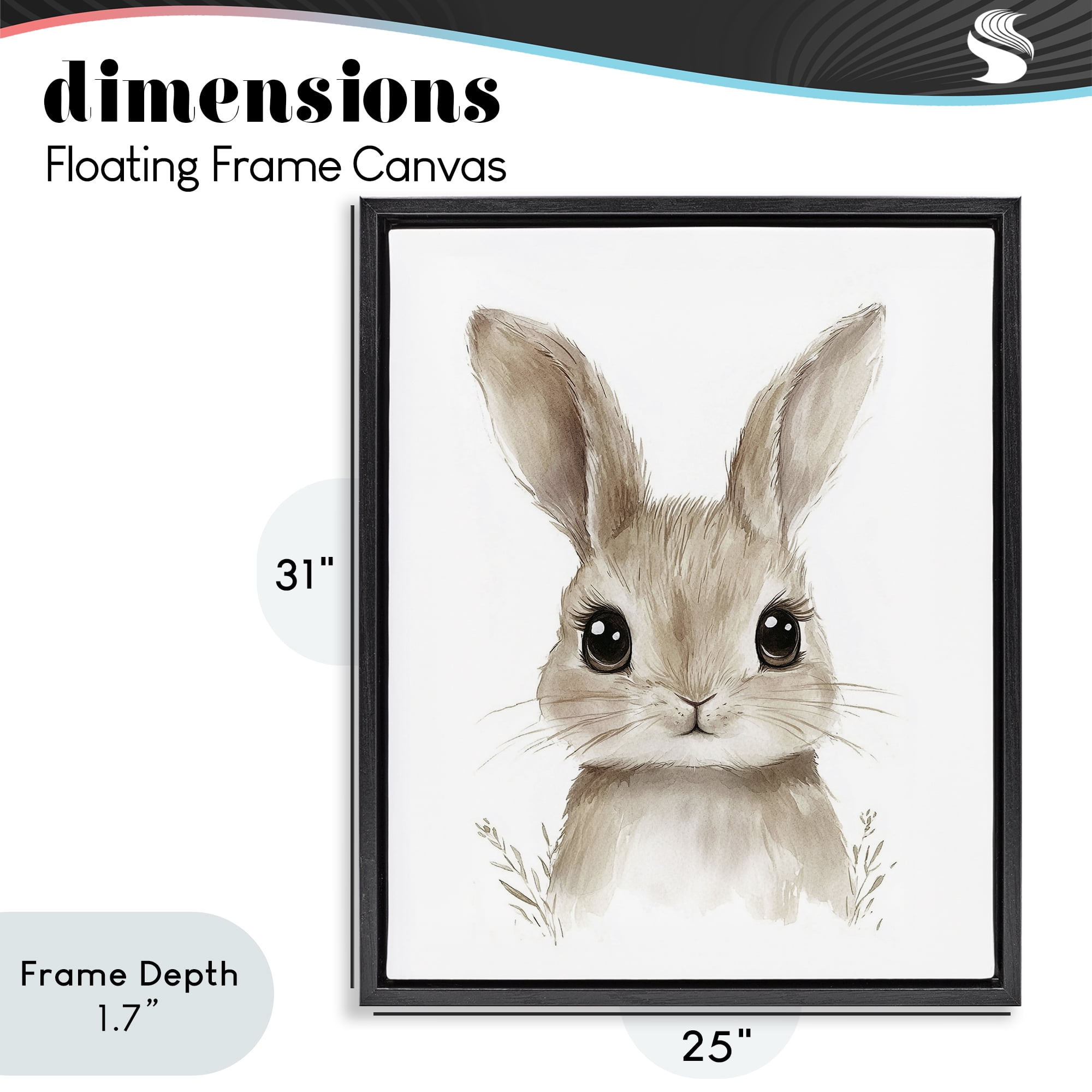 Stupell Industries Nursery Babies Bunny Black Framed Floater Canvas Wall Art, design by Ramona Murdock