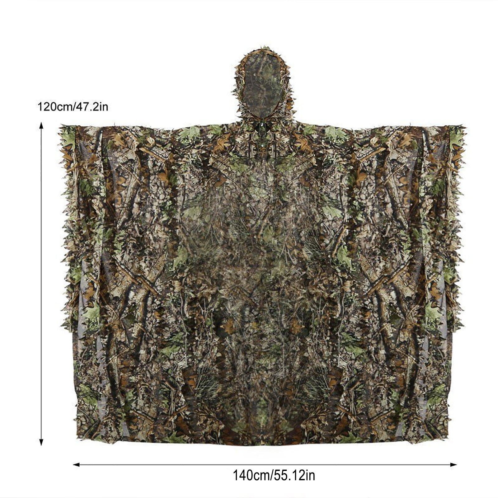 Maple Leaf Camouflage Cloak, 3D Leaf Pattern Concealment Cape, Breathable Water Resistant Camo Suit, Adjustable Hood Belt Garment, Lightweight Camouflage for Hunting Photography Military Training