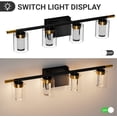 thumbnail image 5 of SURNIE 4-Light Black and Gold Dimmable LED Vanity Lights with Crystal Bubble Glass Shades, 5 of 9