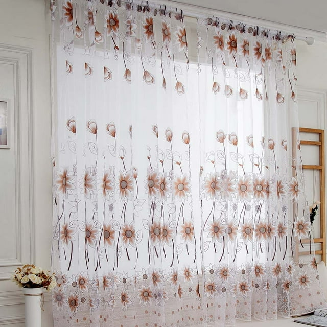 Hbdhejl 1 Pcs Vines Leaves Tulle Door Window Curtain Drape Panel Sheer Scarf Valances