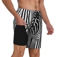 thumbnail image 2 of Balery Optical Zebra Illusion Mens Swim Trunks Swim Shorts for Men Quick Dry Inseam Beach Shorts with Compression Liner Pocket-Large, 2 of 9